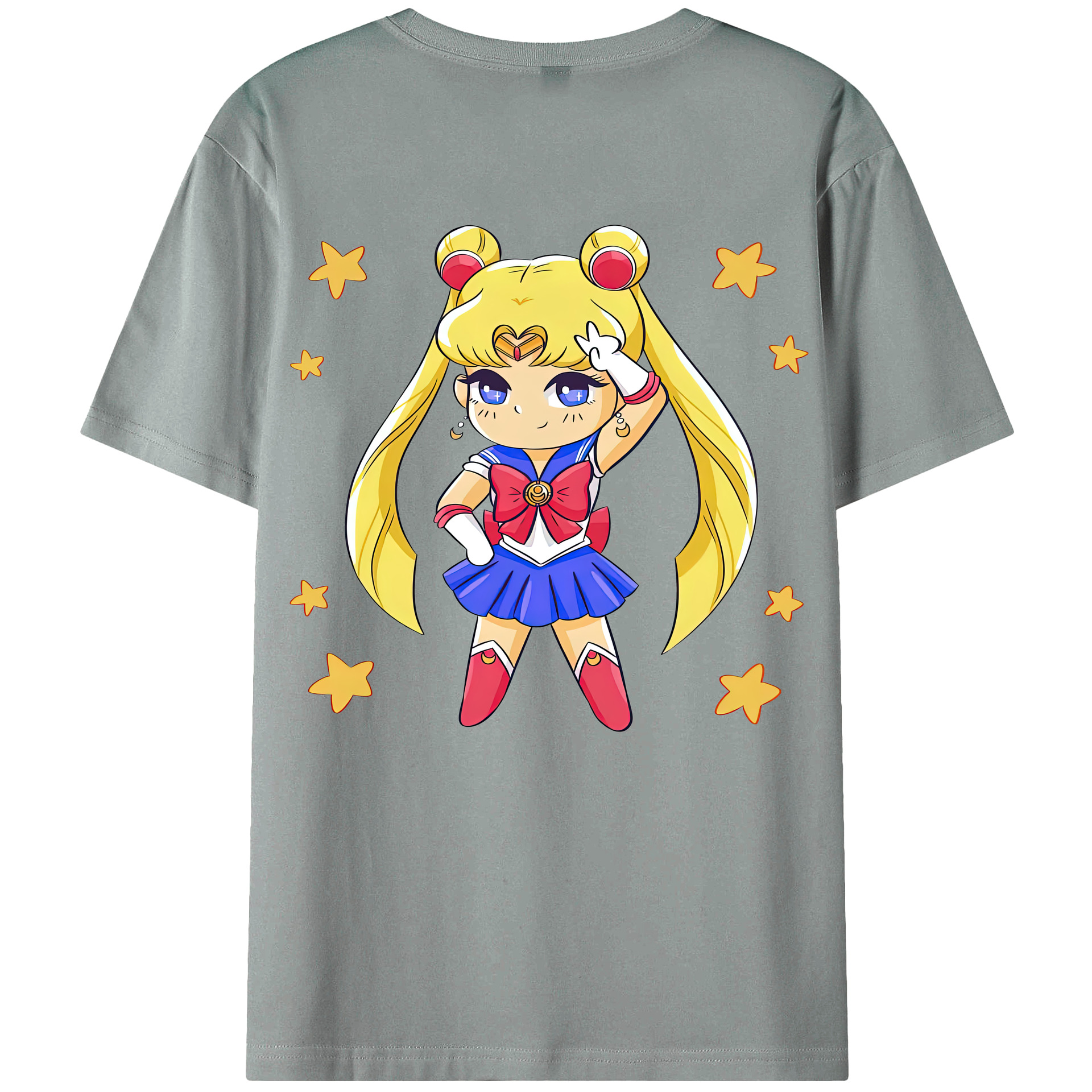 （画像用） 美少女戦士セーラームーン 月野 うさぎ つきの うさぎ Sailor Moon Tsukino Usagi 綿100％ メンズ半袖Tシャツ（バックプリント） 通気性